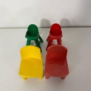 Lego Duplo Dolls House Furniture 2 Highchair & 2 Chairs Rare Vintage Red Green
